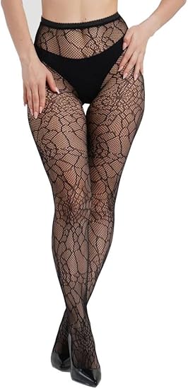 XIUSEMY Women Sexy Tights Fishnet Stockings Patterned Leggings Thigh-High Black Socks Lace Pantyhose