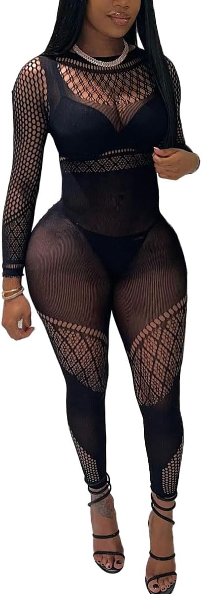 XIUSEMY Lingerie for Women Fishnet Bodystocking Attached Stockings Sexy Bodysuit Soft Nightwear Plus Size