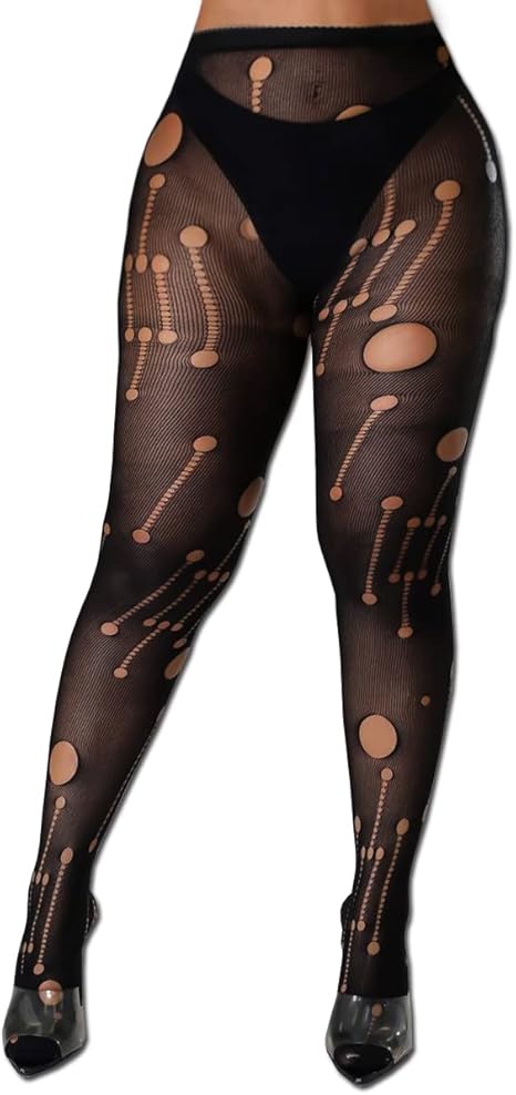 Xiusemy Women Sexy Tights Fishnet Stockings Patterned Tights Thigh-High Black Socks Lace Leggings Pantyhose