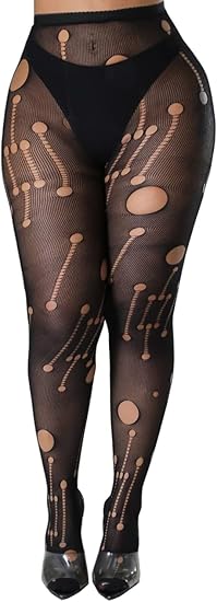 Xiusemy Women Sexy Tights Fishnet Stockings Patterned Tights Thigh-High Black Socks Lace Leggings Pantyhose