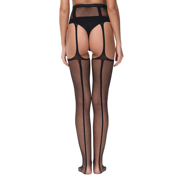 XIUSEMY Fishnet Stockings for Women Patterned High Waist Tights Suspender Pantyhose