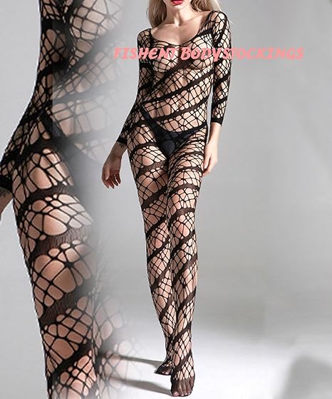XIUSEMY Lingerie for Women Fishnet Bodystocking Attached Stockings Sexy Bodysuit Soft Nightwear Plus Size