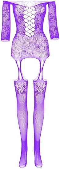 Xiusemy Women Full Body Fishnet Bodysuits Sexy Babydoll One Piece Body Top Stockings Lingerie Set Mesh Tights Nightwear