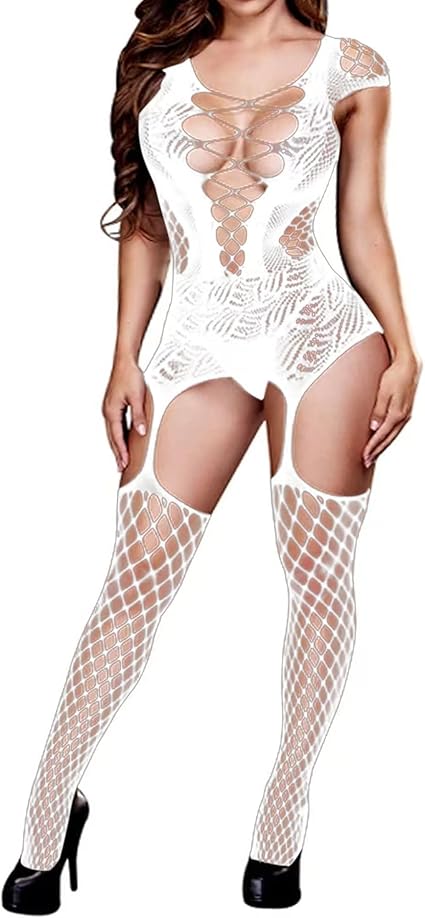 XIUSEMY Women Sexy Bodystocking One Piece Badydoll Fishnet Lingerie Nightwear Plus Size