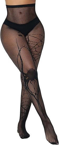 XIUSEMY Fishnet Stockings for Women Sexy Tights Lace Pantyhose Patterned Leggings Black Plus Size