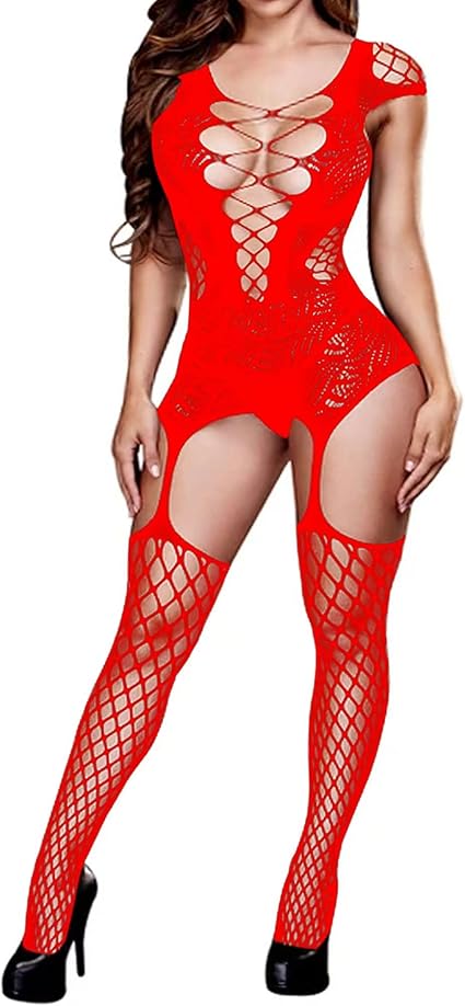 XIUSEMY Women Sexy Bodystocking One Piece Badydoll Fishnet Lingerie Nightwear Plus Size