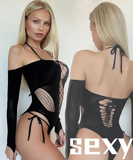 XIUSEMY Lingerie for Women Fishnet Bodysuit Sexy One Piece Babydoll Teddy Mesh Outfits