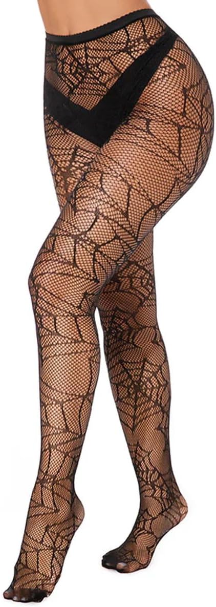 XIUSEMY Fishnet Stockings for Women Sexy Tights Lace Pantyhose Patterned Leggings Black Plus Size