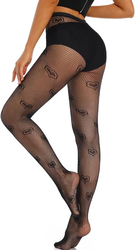 Xiusemy Women Sexy Tights Fishnet Stockings Patterned Tights Thigh-High Black Socks Lace Leggings Pantyhose