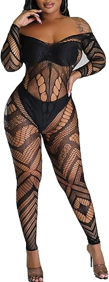 XIUSEMY Women Sexy Bodystocking One Piece Badydoll Fishnet Lingerie Nightwear Plus Size
