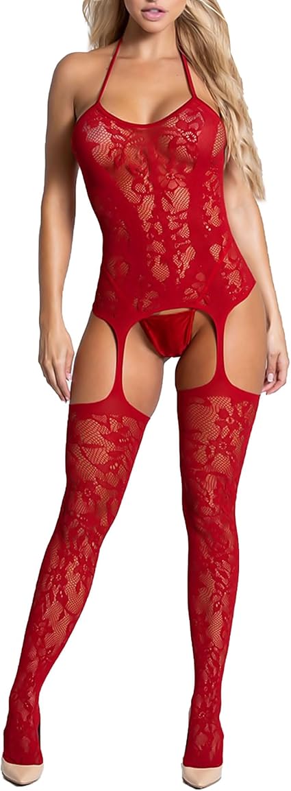 XIUSEMY Women Sexy Bodystocking One Piece Badydoll Fishnet Lingerie Nightwear Plus Size