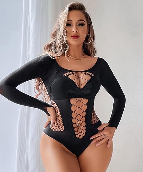 XIUSEMY Lingerie for Women Fishnet Bodysuit Sexy One Piece Babydoll Teddy Mesh Outfits