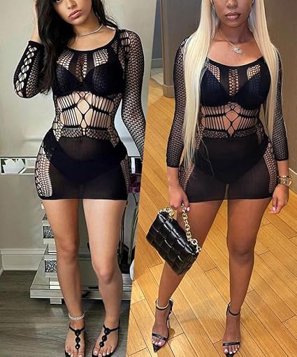 XIUSEMY Womens Lingerie Dress Sexy Babydoll Bodycon Dress One Piece Mesh Teddy Fishnet Chemise Nightwear