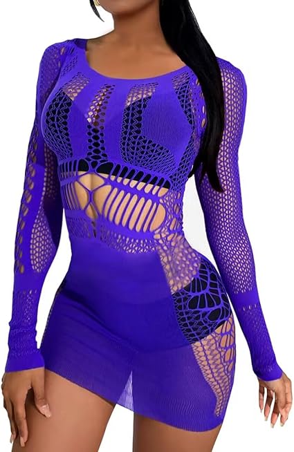 XIUSEMY Womens Lingerie Dress Sexy Babydoll Bodycon Dress One Piece Mesh Teddy Fishnet Chemise Nightwear