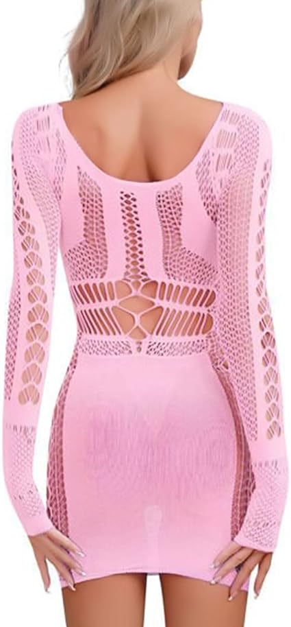 XIUSEMY Womens Lingerie Dress Sexy Babydoll Bodycon Dress One Piece Mesh Teddy Fishnet Chemise Nightwear