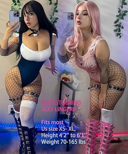 XIUSEMY Women Sexy Bodystocking One Piece Badydoll Fishnet Lingerie Nightwear Plus Size