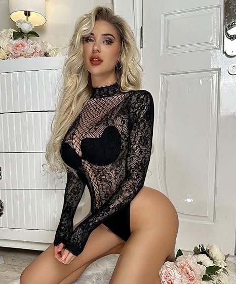 XIUSEMY Lingerie for Women Fishnet Bodysuit Sexy One Piece Babydoll Teddy Mesh Outfits