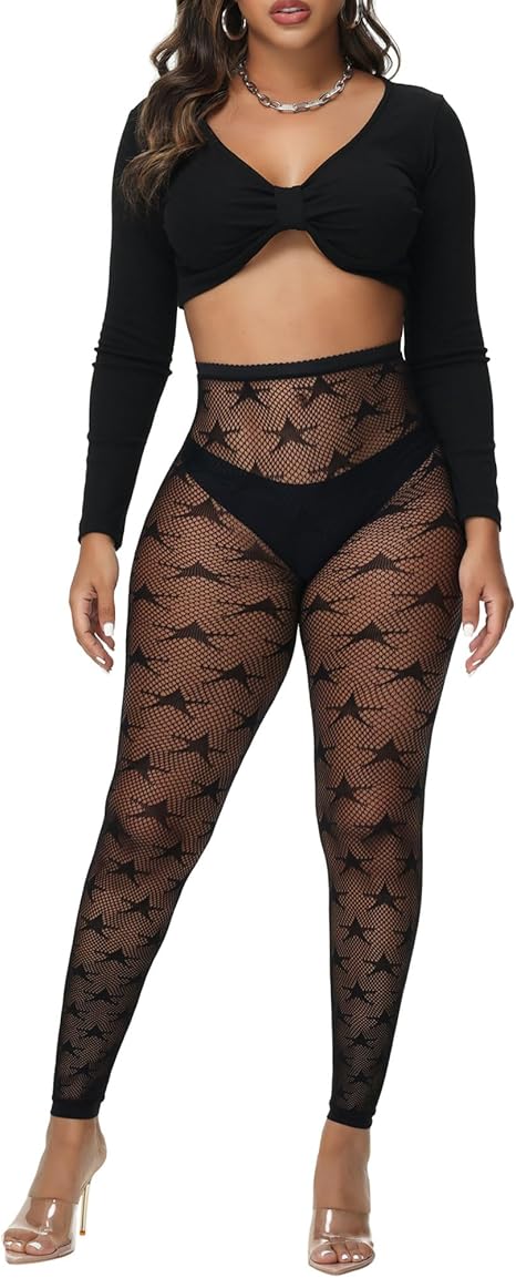 XIUSEMY Womens Fishnet Tights Sexy Stockings Black Stripe Pantyhose Leggings Lingerie