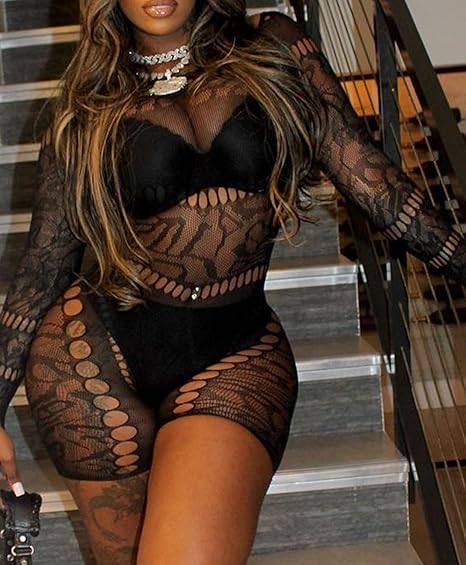 XIUSEMY Woman Lingerie Bodysuit Fishnet Bodystocking Hollow Out Jumpsuit Bodycon Sexy Romper