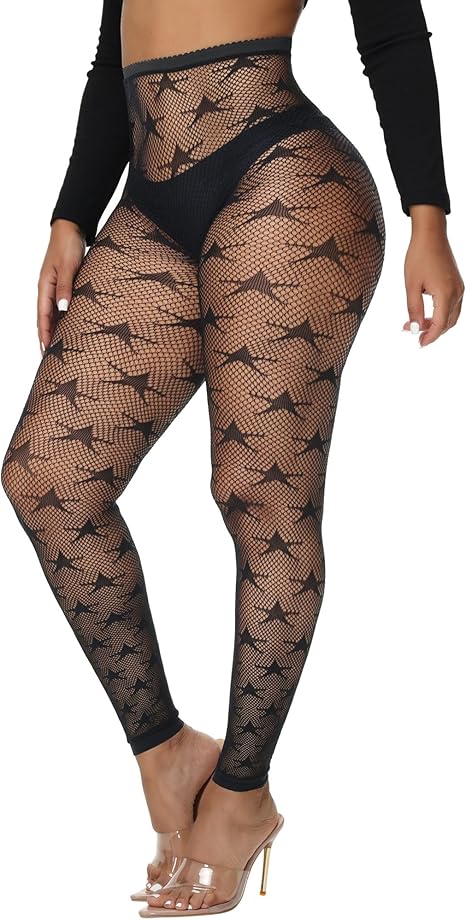 XIUSEMY Womens Fishnet Tights Sexy Stockings Black Stripe Pantyhose Leggings Lingerie