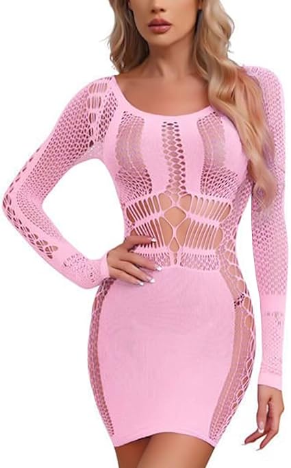 XIUSEMY Womens Lingerie Dress Sexy Babydoll Bodycon Dress One Piece Mesh Teddy Fishnet Chemise Nightwear