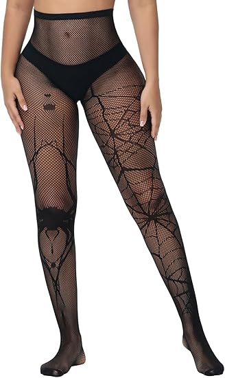 XIUSEMY Fishnet Stockings for Women Sexy Tights Lace Pantyhose Patterned Leggings Black Plus Size
