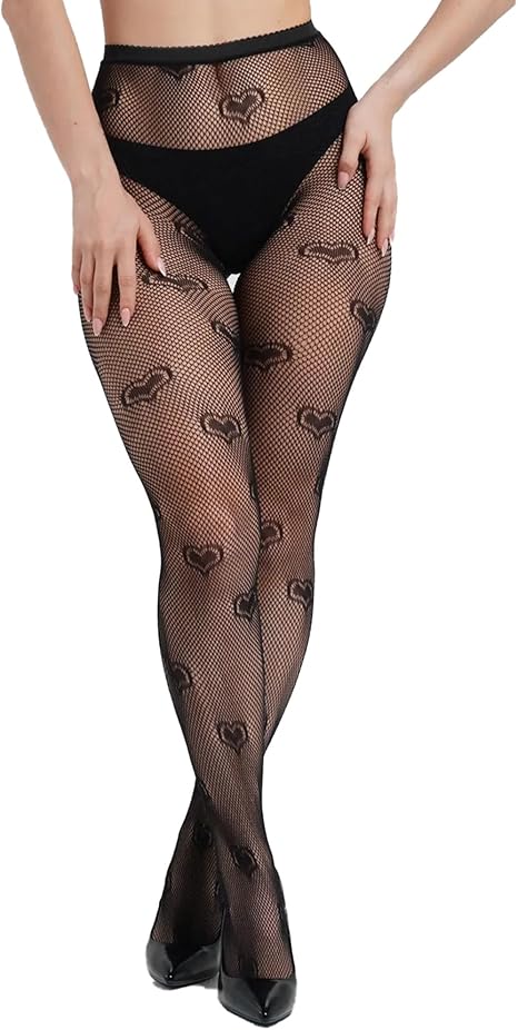 Xiusemy Women Sexy Tights Fishnet Stockings Patterned Tights Thigh-High Black Socks Lace Leggings Pantyhose