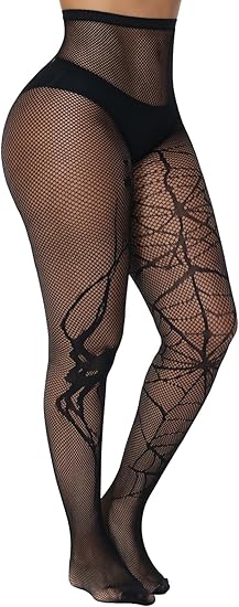 XIUSEMY Fishnet Stockings for Women Sexy Tights Lace Pantyhose Patterned Leggings Black Plus Size