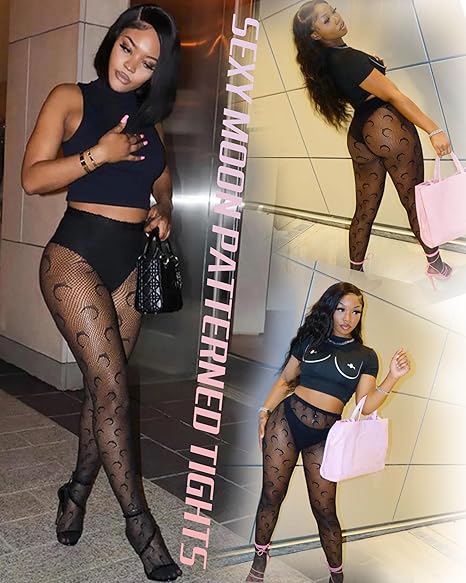 XIUSEMY Women Sexy Tights Fishnet Stockings Patterned Leggings Thigh-High Black Socks Lace Pantyhose