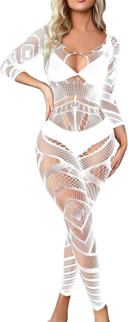 XIUSEMY Women Sexy Bodystocking One Piece Badydoll Fishnet Lingerie Nightwear Plus Size