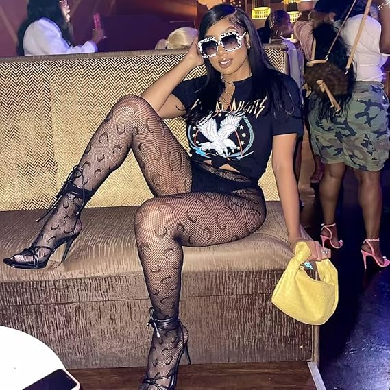 XIUSEMY Women Sexy Tights Fishnet Stockings Patterned Leggings Thigh-High Black Socks Lace Pantyhose
