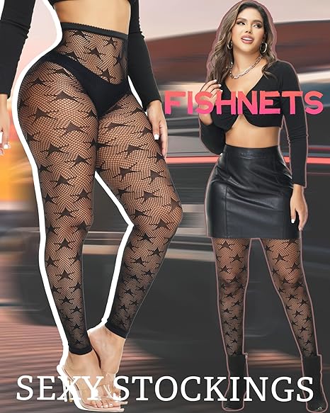 XIUSEMY Womens Fishnet Tights Sexy Stockings Black Stripe Pantyhose Leggings Lingerie
