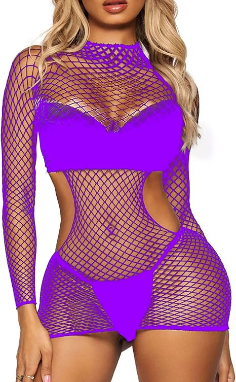 XIUSEMY Womens Lingerie Fishnet Dress Mesh Bodysuit See Through Beachwear
