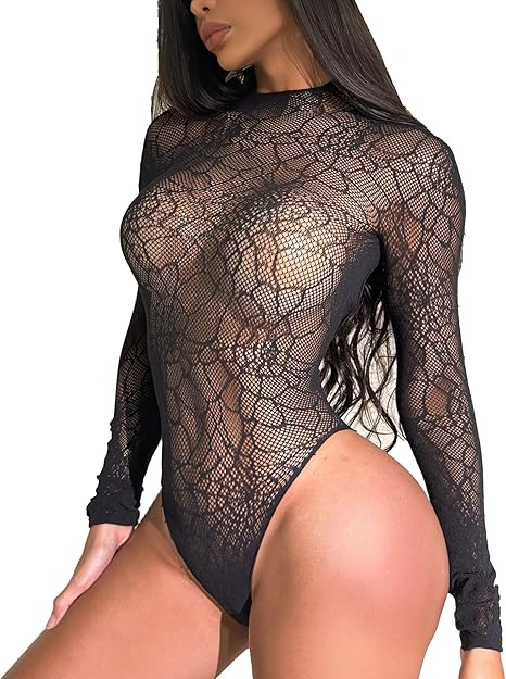 XIUSEMY Lingerie for Women Fishnet Bodysuit Sexy One Piece Babydoll Teddy Mesh Outfits