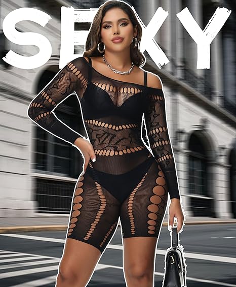 XIUSEMY Woman Lingerie Bodysuit Fishnet Bodystocking Hollow Out Jumpsuit Bodycon Sexy Romper