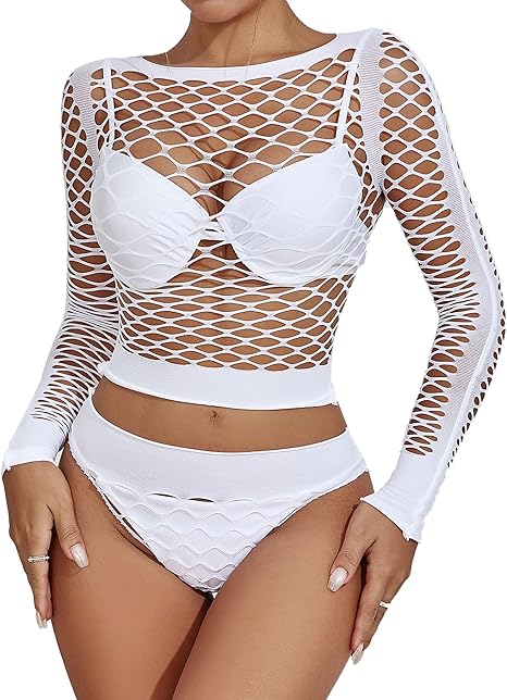 XIUSEMY Womens Lingerie Set Fishnet Top and Panty Two Piece Babydoll Cover up