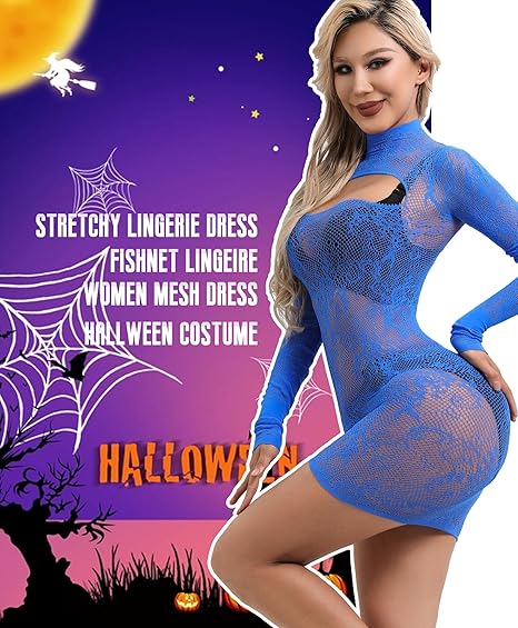 Hilergy Sexy Lingerie Dress for Women Fishnet Hollow Out Bodycon Stretchy Nightwear Exotic Beach Cover Up Outfit