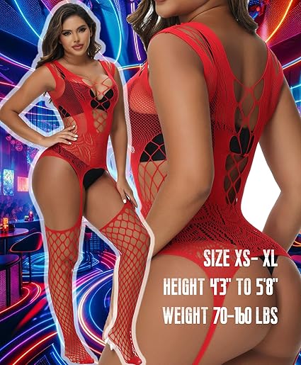 XIUSEMY Women Sexy Bodystocking One Piece Badydoll Fishnet Lingerie Nightwear Plus Size