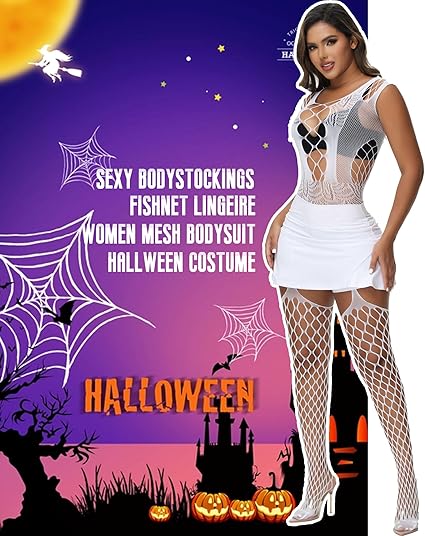 XIUSEMY Women Sexy Bodystocking One Piece Badydoll Fishnet Lingerie Nightwear Plus Size