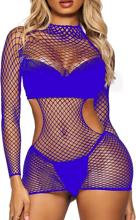 XIUSEMY Womens Lingerie Fishnet Dress Mesh Bodysuit See Through Beachwear
