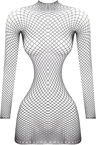 XIUSEMY Womens Lingerie Fishnet Dress Mesh Bodysuit See Through Beachwear