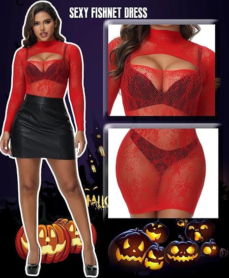 Hilergy Sexy Lingerie Dress for Women Fishnet Hollow Out Bodycon Stretchy Nightwear Exotic Beach Cover Up Outfit
