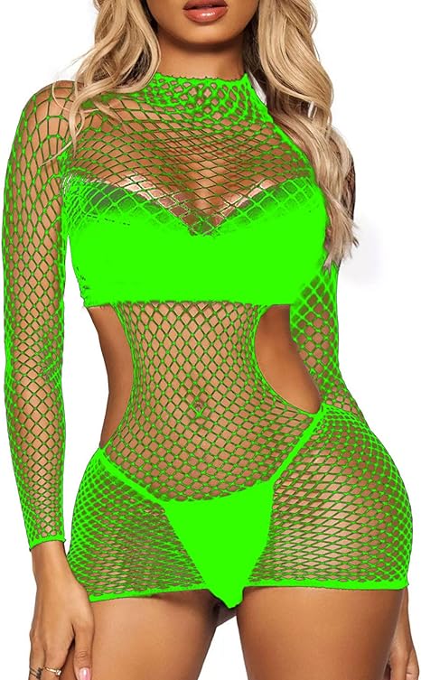 XIUSEMY Womens Lingerie Fishnet Dress Mesh Bodysuit See Through Beachwear
