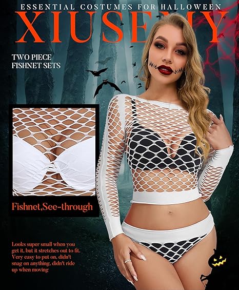 XIUSEMY Womens Lingerie Set Fishnet Top and Panty Two Piece Babydoll Cover up