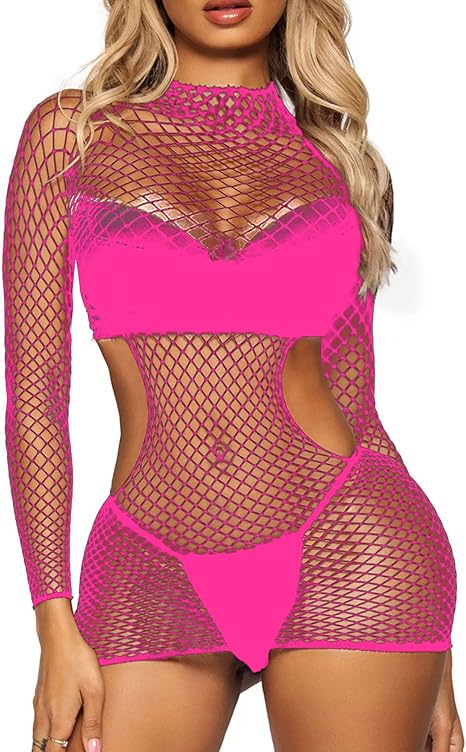 XIUSEMY Womens Lingerie Fishnet Dress Mesh Bodysuit See Through Beachwear