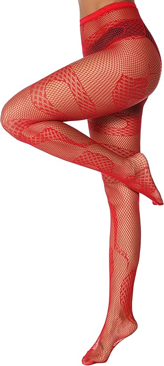 Xiusemy Women Sexy Tights Fishnet Stockings Patterned Tights Thigh-High Black Socks Lace Leggings Pantyhose