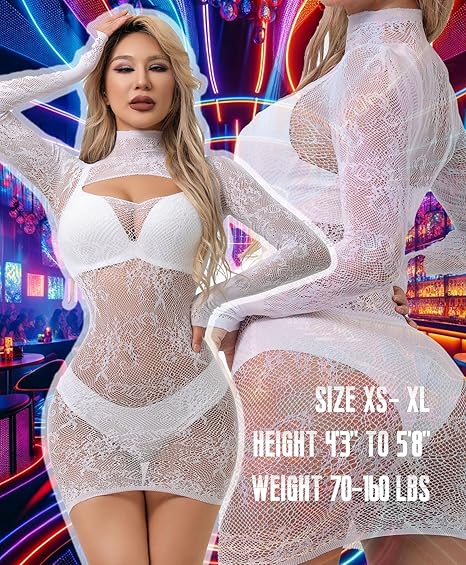 Hilergy Sexy Lingerie Dress for Women Fishnet Hollow Out Bodycon Stretchy Nightwear Exotic Beach Cover Up Outfit