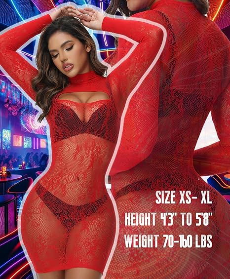 Hilergy Sexy Lingerie Dress for Women Fishnet Hollow Out Bodycon Stretchy Nightwear Exotic Beach Cover Up Outfit