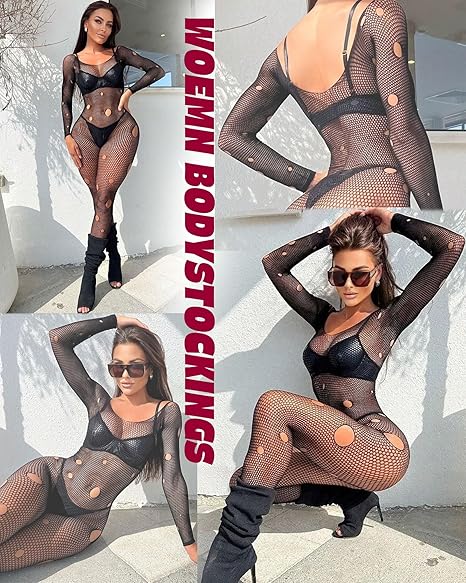 XIUSEMY Women Sexy Bodystocking One Piece Badydoll Fishnet Lingerie Nightwear Plus Size