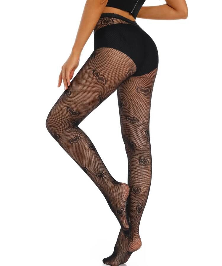 Xiusemy Women Sexy Tights Fishnet Stockings Patterned Tights Thigh-High Black Socks Lace Leggings Pantyhose